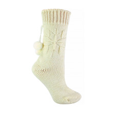Sock Snob - Damen Alpaka Wolle Socken mit Bommel | Socken Gestrickt mit ABS Stopper Noppen