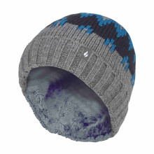 (7-10 Years, Kieselmeliert/Blaugrün/Marineblau) Heat Holders - Heat Holders - Jungen Winter Plüsch Mütze mit Bommel | Gestrickte Pom Pom Mütze