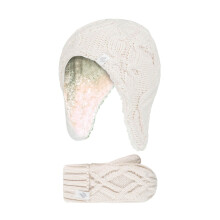 (3-6 Years, Buttercreme) Heat Holders - Heat Holders - Mädchen Strick Fäustlinge und Mütze mit Pom Pom und Ohrenschutz