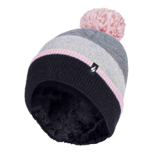 (One Size, Grau / Rosa) Heat Holders - Heat Holders - Bommelmütze Stricken Damen | Wintermütze Gestreift Nordic Muster