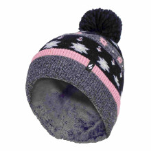 (One Size, Grau schwarz) Heat Holders - Heat Holders - Bommelmütze Stricken Damen | Wintermütze Gestreift Nordic Muster