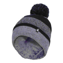 (One Size, Schwarzgrau) Heat Holders - Heat Holders - Bommelmütze Stricken Damen | Wintermütze Gestreift Nordic Muster