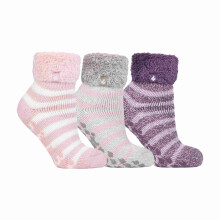 (04-Jul, Packung 8) Heat Holders - Heat Holders - 3er Pack Damen Flauschige Bettsocken Rutschfeste | Fleece Socken