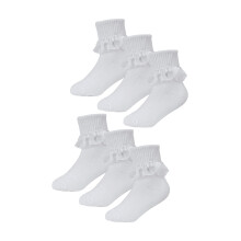 (12-24 Monate, Weiß) Sock Snob - 6er Pack Baby Mädchen Spitzensocken mit Rüschen | Baumwollsocken | Sock Snob