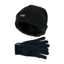 (L/XL, Schwarz) THMO - THMO - Herren Acryl Thinsulate Mütze und Handschuhe Set für Winter