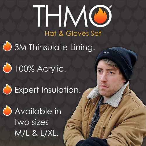 (One Size, Schwarz) THMO - THMO - Damen Thinsulate Mütze mit Ffleecefutter Handschuhe Set für Extreme Kälte 2