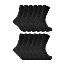 (04-Aug, Schwarz) Sock Snob - 12er Pack Damen Thermo Diabetikersocken Ohne Gummi Extra Weit | Sock Snob