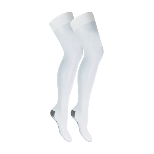 (L, White) Medalin - 2 Pair Non Slip Thigh High Anti-Embolism Compression Stockings