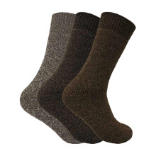 (06-Nov, Braun) Sock Snob - Sock Snob - 3 Paar Herren Thermo Wollesocken Ohne Gummi für Gummistiefel frottee