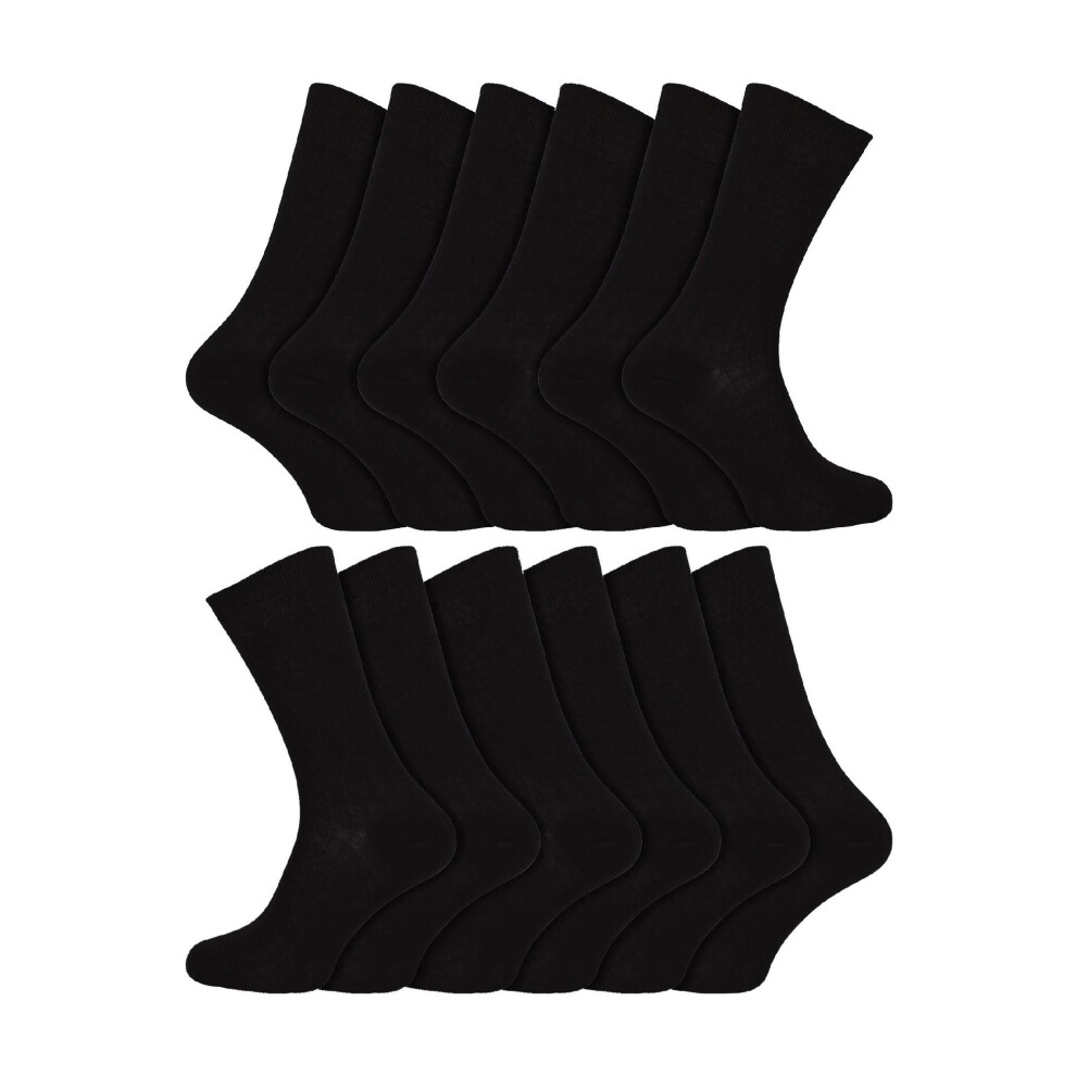 Sock Snob Men's Black (12-14 Uk, ) - 12 Pair 100% Egyptian Cotton Luxury Seamless Mid Calf Socks