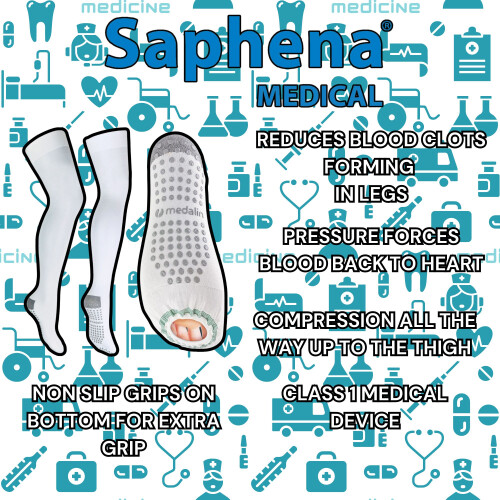 (L, White) Medalin - 2 Pair Non Slip Thigh High Anti-Embolism Compression Stockings 2