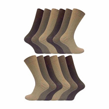 (12-14, Brown) Sock Snob - 12 Pairs Mens Thin Soft 100% Cotton Plain Coloured Socks