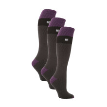 (37-42, Kohle / Lila) Heat Holders - Heat Holders - 3 Paar Damen Bunte Skisocken | Kniehohe Thermo Socken Extra Warm