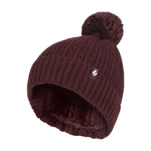(One Size, Wein) Heat Holders - Damen Thermo Mütze mit Zopfmuster Stricken | Heat Holders | Winter Bommelmütze