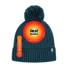 (One Size, Blaugrün) Heat Holders - Damen Thermo Mütze mit Zopfmuster Stricken | Heat Holders | Winter Bommelmütze