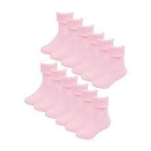 (6-12 Months, Pink) Sock Snob - 12 Pack Baby Girl & Boy Soft Cotton Turn Over Top Socks