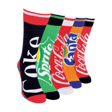 Coca Cola - 5 Pack Unisex Novelty Cotton Socks: Colorful Stripes, Fun Design, Branded Logo