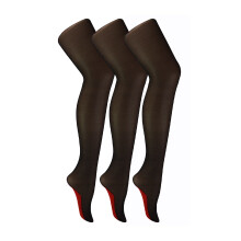 (8-14 D, Schwarz Rot) Sock Snob - 3er Pack Vintage Nahtstrumpfhose Damen | 40 Denier Ultra Glänzende Strumpfhosen