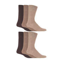 (06-Nov, Braun) Gentle Grip - Sanfter Griff - 6er Pack Diabetiker Socken Herren mit Honigwaben Oberseite