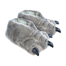 (S, Grau) Slipper Snob - Kinder Neuheit 3D Monster Füße Hausschuhe Plüsch | Geschenk für Kinder