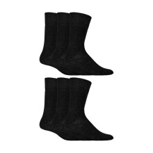 (39-45, Schwarz) Gentle Grip - Sanfter Griff - 6er Pack Diabetiker Socken Herren mit Honigwaben Oberseite