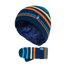 (3-6 Years, NSM1P5) Heat Holders - Heat Holders - Kinder Gestrickte Thermofleece Beanie Mütze und Fäustlinge Set