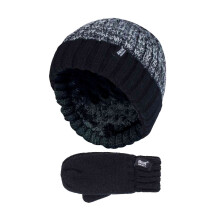 (3-6 Years, BTO1P6) Heat Holders - Heat Holders - Kinder Gestrickte Thermofleece Beanie Mütze und Fäustlinge Set