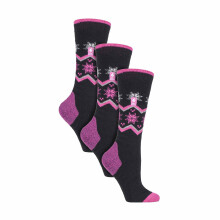 (37-42, Schwarzes Fairisle) Heat Holders - Heat Holders - 3 Paar Damen Gepolsterte Skisocken Thermo Lange Socken Gestreift