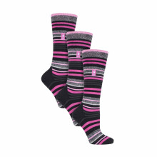 (04-Aug, Schwarzer Streifen) Heat Holders - Heat Holders - 3 Paar Damen Gepolsterte Skisocken Thermo Lange Socken Gestreift