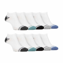 (39-45, Weiß) Farah - 10er Pack Bambus Sneakersocken Herren | Gestreifte Söckchen Gepolsterte | Farah