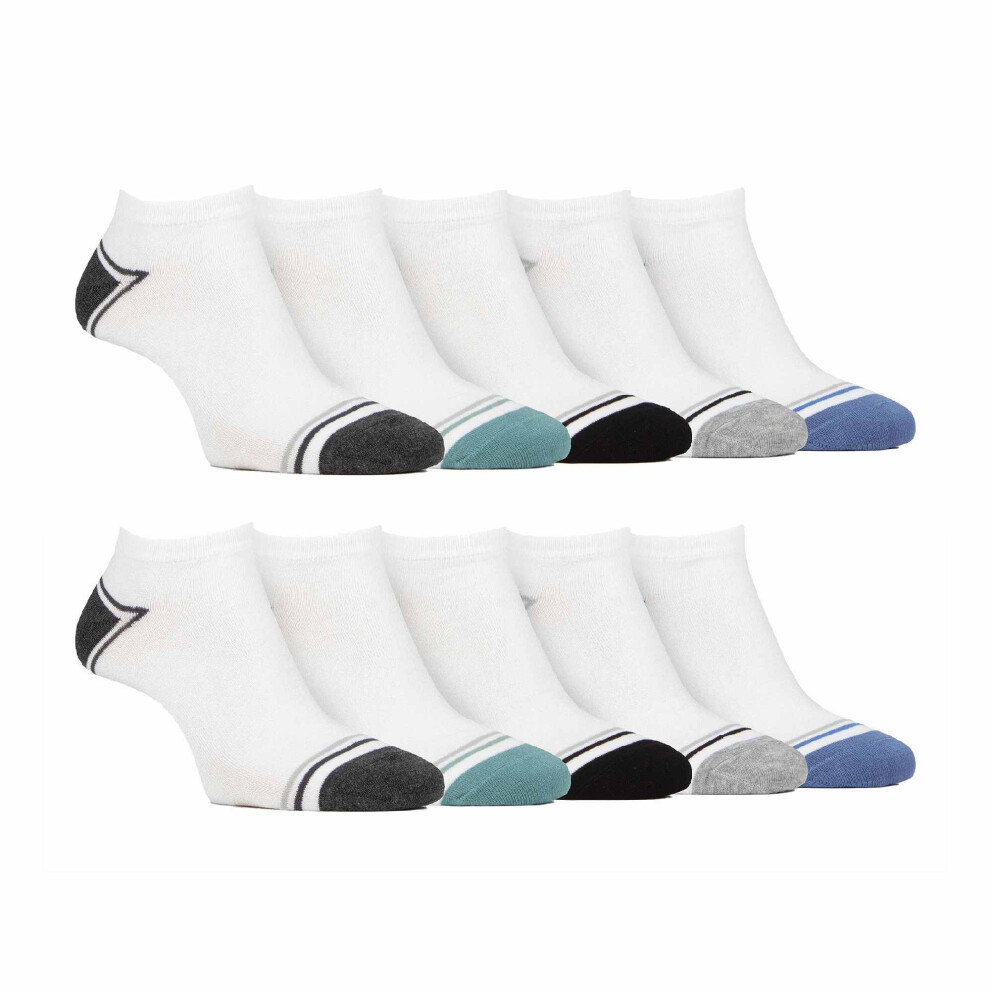 Farah (6-11, White) - 10 Pack Mens Breathable Bamboo Plain Trainer Socks