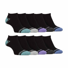 (39-45, Schwarz) Farah - 10er Pack Bambus Sneakersocken Herren | Gestreifte Söckchen Gepolsterte | Farah