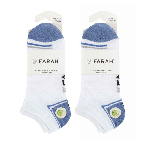 Farah (6-11, White) Farah - 10 Pack Mens Breathable Bamboo Plain Trainer Socks 1