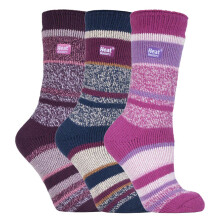 (04-Aug, Blockstreifen) Heat Holders - Heat Holders - 3er Pack Thermosocken Damen | Warme Isolierte Socken für Winter