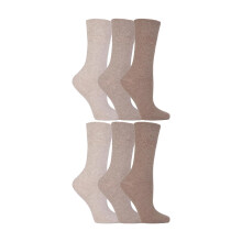 (04-Aug, Beige) Gentle Grip - Sanfter Griff - 6er Pack Damen Diabetiker Socken Extra Breit mit Wabenoberseite