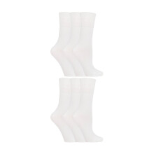 (04-Aug, Weiß) Gentle Grip - Sanfter Griff - 6er Pack Damen Diabetiker Socken Extra Breit mit Wabenoberseite