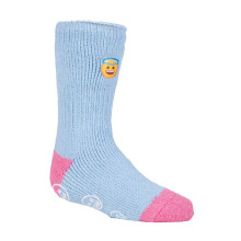 (12-3 UK, Emoji Angel Face) Heat Holders - Childrens Character Themed Non Slip 2.3 Tog Thermal Slipper Socks