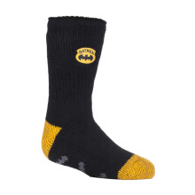 (12-3 UK, Batman) Heat Holders - Childrens Character Themed Non Slip 2.3 Tog Thermal Slipper Socks