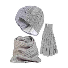 (S/M, Hellgrau) Heat Holders - Heat Holders - Damen Thermo Stricken Mutze Schal Handschuhe Set für Winter