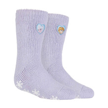 (12-3 UK, Frozen Princess) Heat Holders - Childrens Character Themed Non Slip 2.3 Tog Thermal Slipper Socks