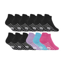 (2-3 Years, Pink / Black) Sock Snob - 12 Pack Kids Ankle Non Slip Soft Breathable Cotton Socks for Gym