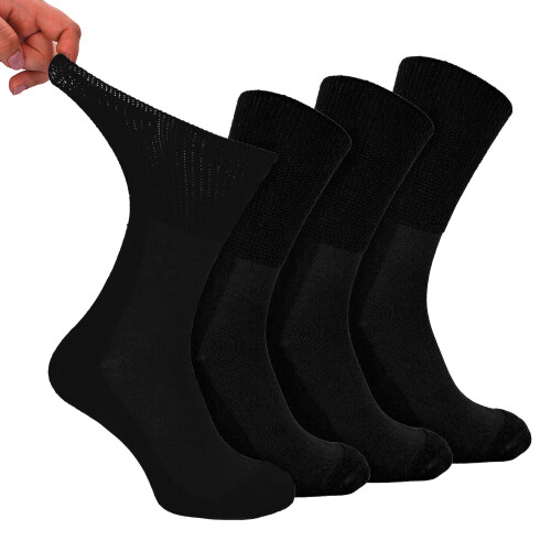 (12-14, Black) Dr.Socks - 4 Pack Extra Wide Non Elastic Bamboo Diabetic Socks 1