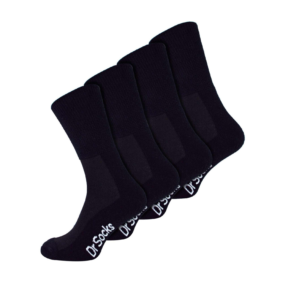 Wackysox (12-14, ) Dr.socks - 4 Pack Extra Wide Non Elastic Bamboo Diabetic Socks Black