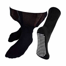 (09-Nov, Schwarz) Dr.Socks - Dr. Socks - Ödeme Socken Ohne Gummi mit Antirutsch Noppen | Bambus