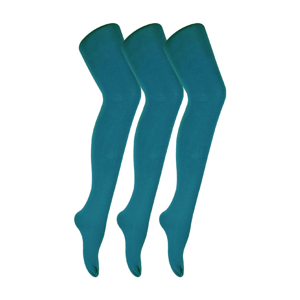 Sock Snob Women's (Xl, Teal) - 3 Pair Coloured Opaque 80 Denier Plain Block Colour Tights