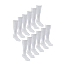 (9-12 K, Weiß) Sock Snob - 12er Pack Mädchen Bambus Kniestrümpfe | Lange Schulsocken für Kinder | Sock Snob