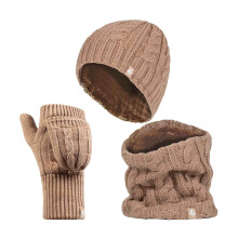 (One Size, Beige) Heat Holders - Heat Holders - Thermo Winter Fleecemütze Nackenwärmer und Konverter Handschuhen