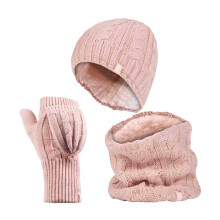 (One Size, Altrosa) Heat Holders - Heat Holders - Thermo Winter Fleecemütze Nackenwärmer und Konverter Handschuhen