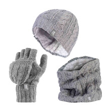(One Size, Hellgrau) Heat Holders - Heat Holders - Thermo Winter Fleecemütze Nackenwärmer und Konverter Handschuhen