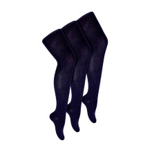 (11-12 Years, Navy) Sock Snob - 3 Pack Girls Plain Soft Breathable Cotton School Tights